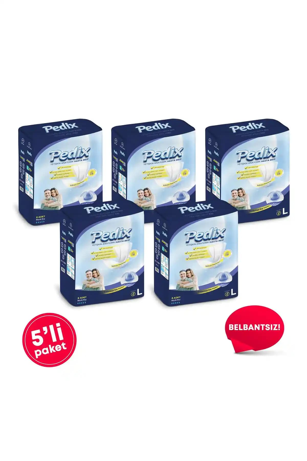 Pedix Anatomik Hasta Bezi Büyük Boy L, Belbantsız 70x15 cm, 40 Adet Klinik Kullanım