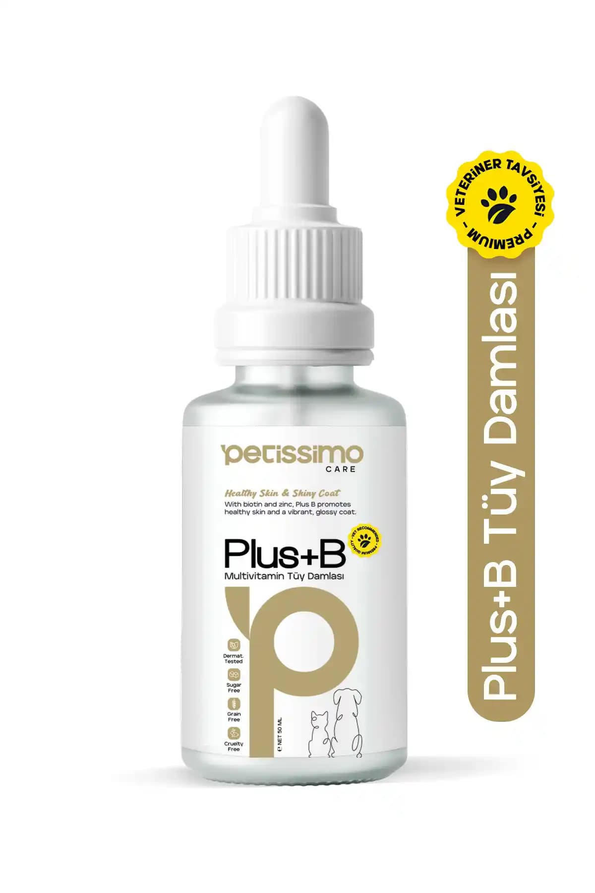Petissimo Care Plus+B Tüy Sağlığı Damlası Kediler için biyotinli tüy güçlendirme
