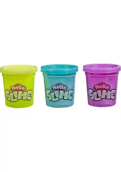 Play-Doh Slime 3'lü Hamur E8789: Metalik renkli dokulu ve toksik madde içermeyen güvenli oyun seti