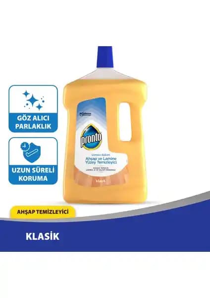 Pronto Ahşap Temizleyici 2,5 L: Cilalı Zeminler İçin Yağsız Sabun Bazlı Parlak Temizlik