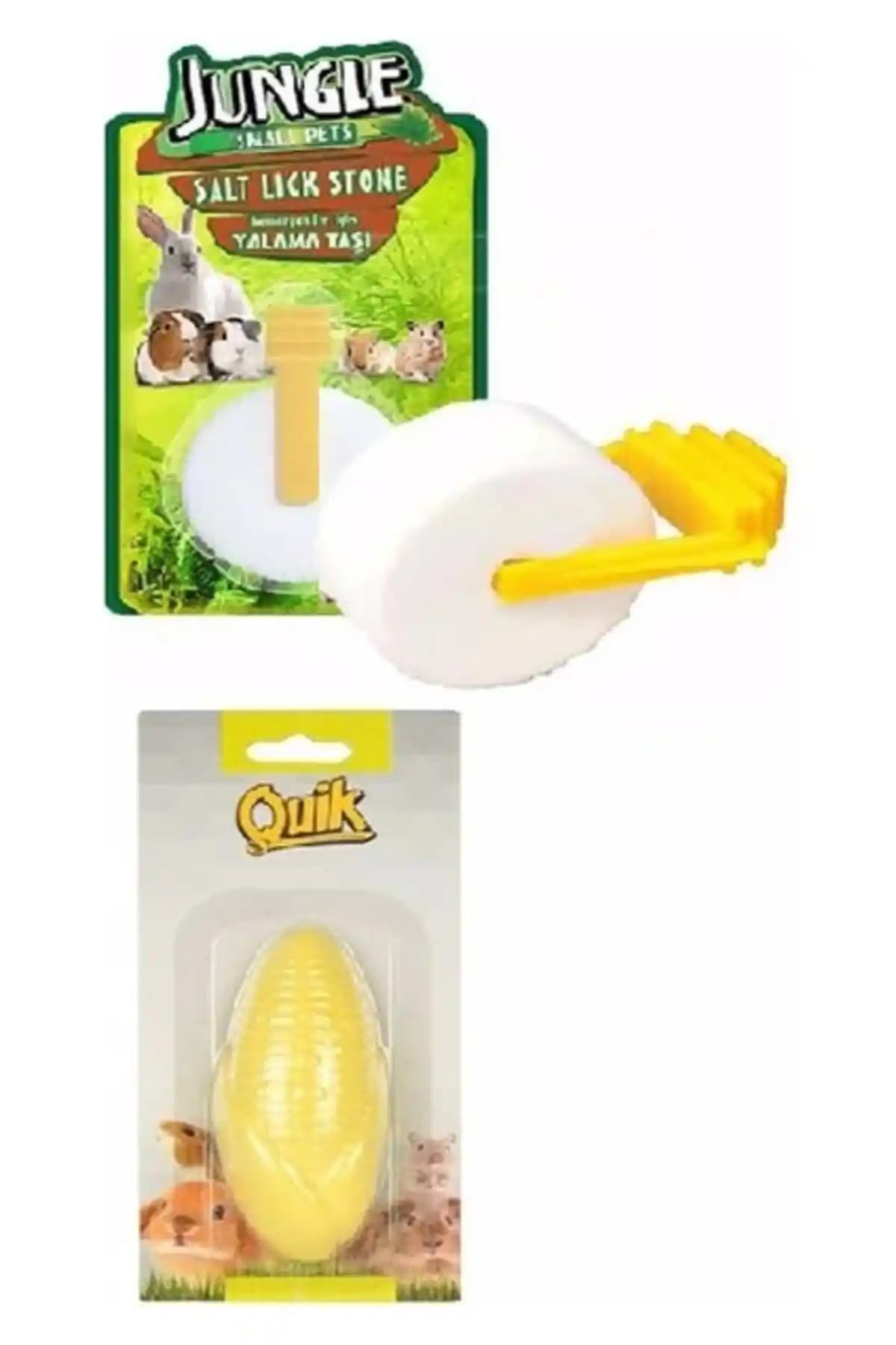 Quik Kemirgen İhtiyaç Seti: Yalama Taşı ve Kemirme Taşı ile Diş Sağlığı ve Uyarım