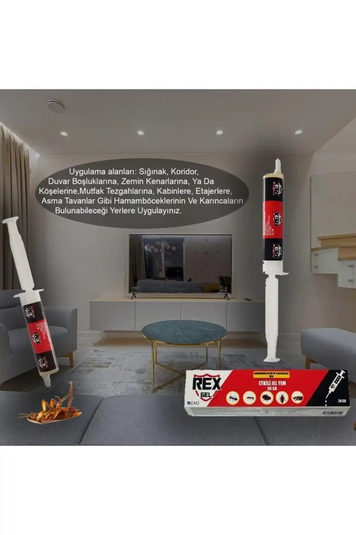 Rexgel 20 Gr ile İç Mekanda Uzun Süre Etkili Sprey Şırınga Jel; Hamam Böceği ve Karınca