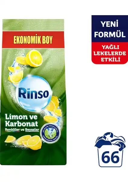 Rinso Toz Limon Karbonat: Renkli ve Beyaz Çamaşırlarda Etkili Temizlik ve Ferahlık