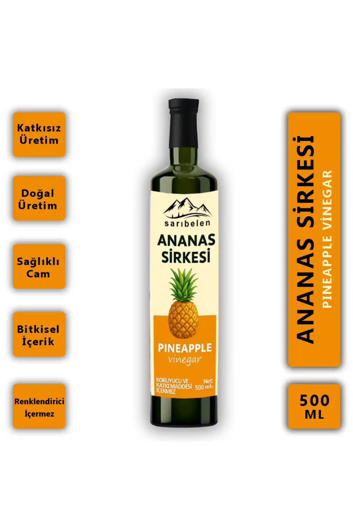Sırıbelen Ananas Sirkesi 500 ml: Doğal Fermente Meyve Sirkesi ile Yağ Yakımını Destekler