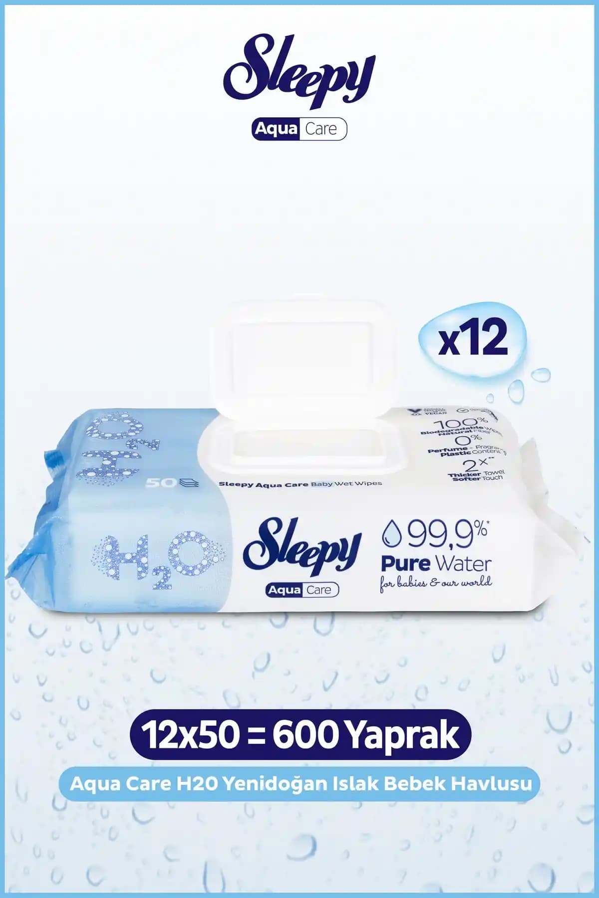Sleepy Aquacare H2O Yenidoğan Islak Bebek Havlusu: Hassas Cilt İçin Güvenli Mendil