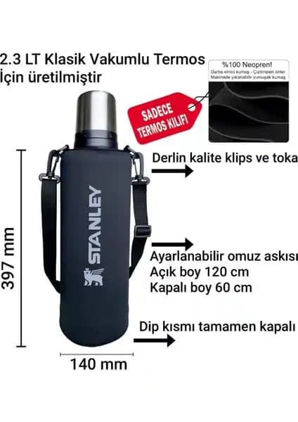 Stanley 2.3 L Klasik Termos İçin Neopren Kılıfı ve Ayarlanabilir Omuz Askısı