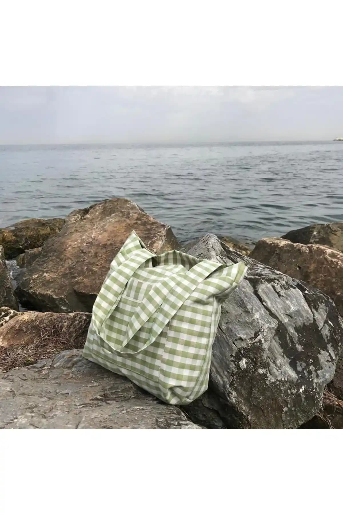 Sumicorn Design Yeşil Pötikareli Çevre Dostu Bez Çanta: Dayanıklı Ketenden, Çok Yönlü Kullanım