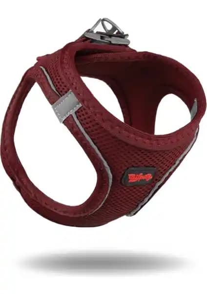 TailPetz Air-Mesh Köpek Göğüs Tasması Bordo, Yüzey Nefes Alabilir, 24–54 cm