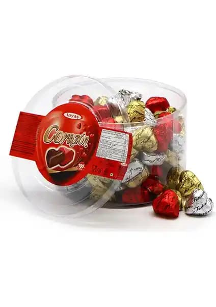 Tayaş Corazon Kalpli Fındıklı Çikolata Vejetaryen Helal Sertifikalı 1 kg Kutu
