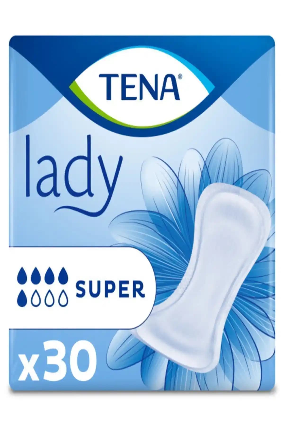 Tena Lady Super 5 Damla Kadın Mesane Pedi 30'lu – Tek Beden, Anatomik Uyum ve Uzun Koruma