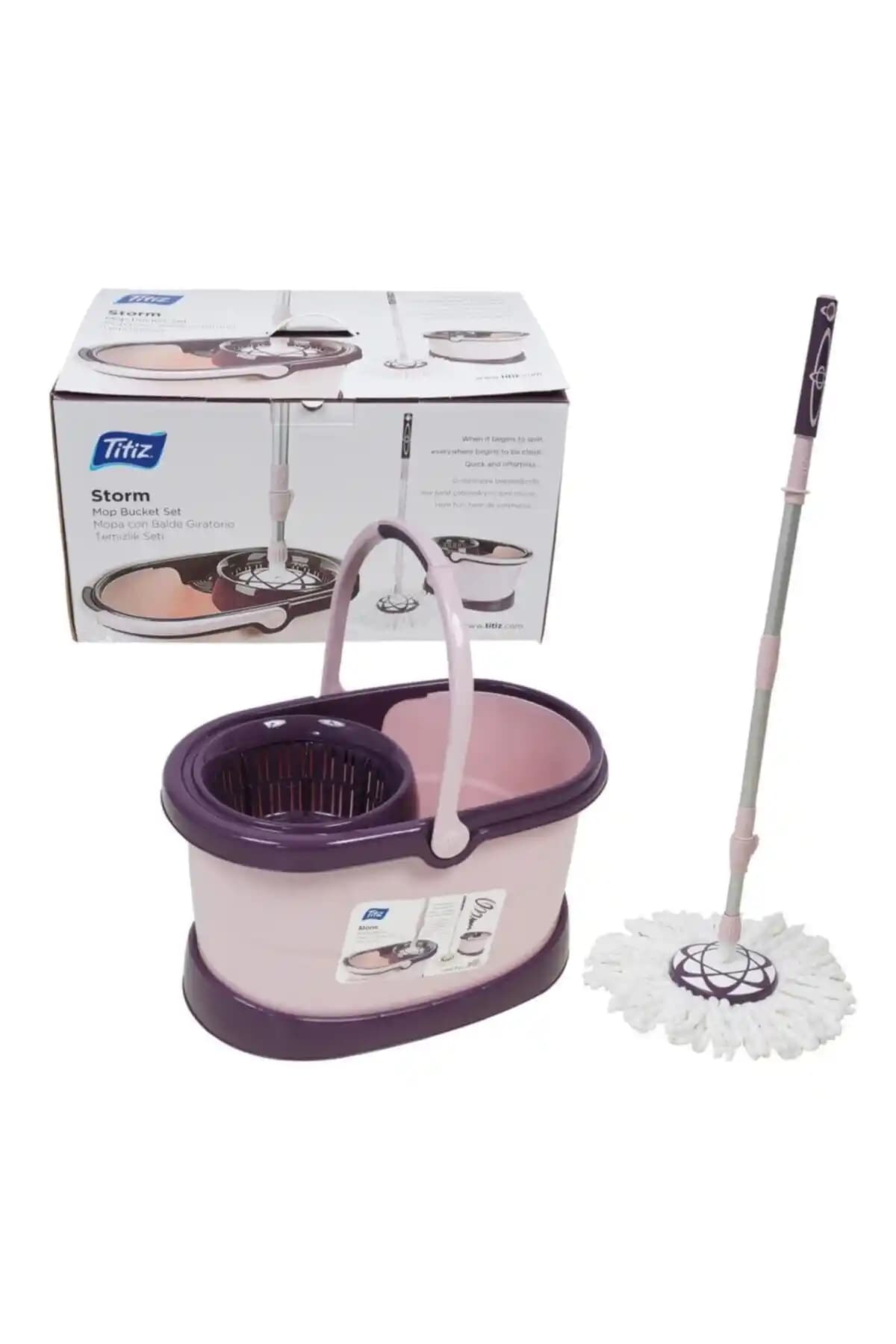 Titiz Storm Yeni Nesil Kovalı Vileda Paspas Dönerli Mop: 180° Mafsal Kaymayı Önleyen Sap