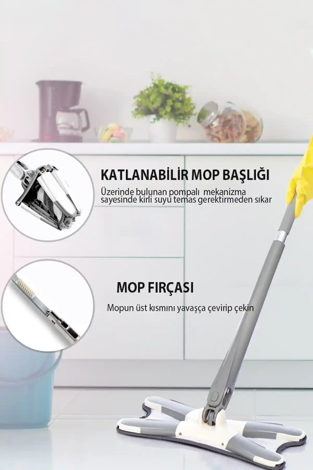 Vadi 360 Derece Dönebilen Kendinden Sıkmalı X Mop ile Ev Temizliğinde Pratik Çözüm