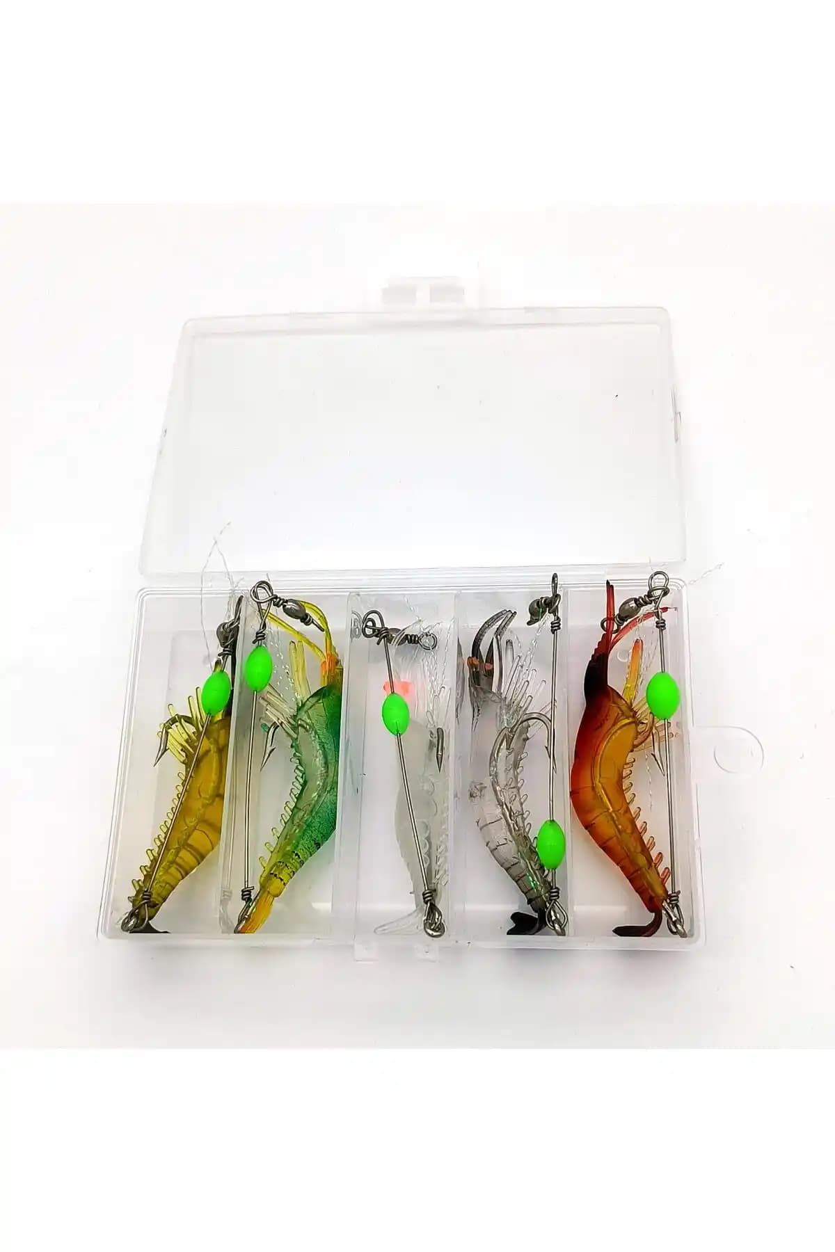 Valkyrie Fosforlu Silikon Karides Balık Yemi Seti – 5 Adet, 7,5 cm, 5,5 g, Kutu İçerikli