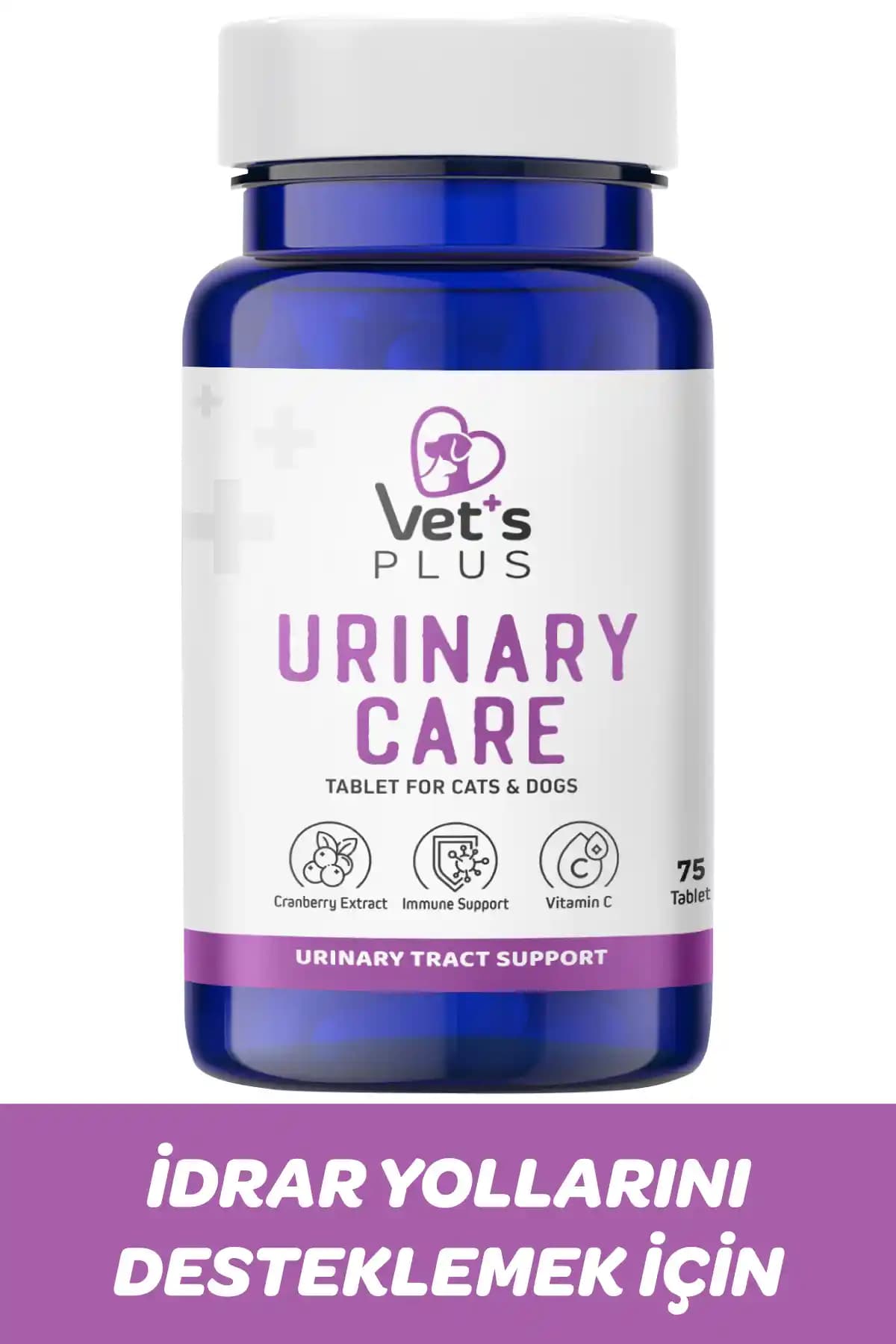 Vet's Plus Urinary Care Tablet 75’li: Kediler ve Köpekler için İdrar Yolu Sağlığı Desteği