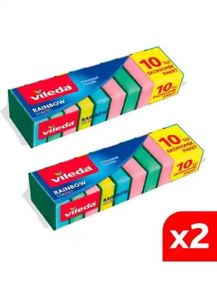 Vileda Rainbow Bulaşık Süngeri 2 Paket, 10’lu Setler ile Temizlik ve Renkli Tasarım