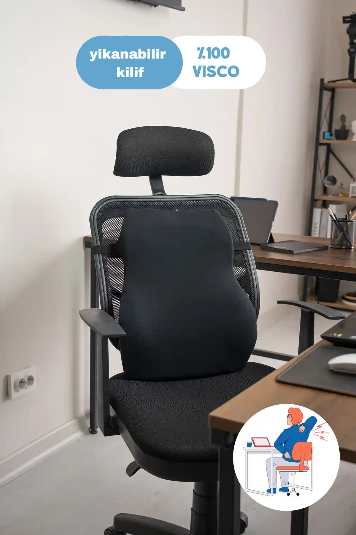 Yeni Nesil Viscomina Bel Yastığıyla Ofis ve Araç Kullanımında Omurga Desteği ve Konfor