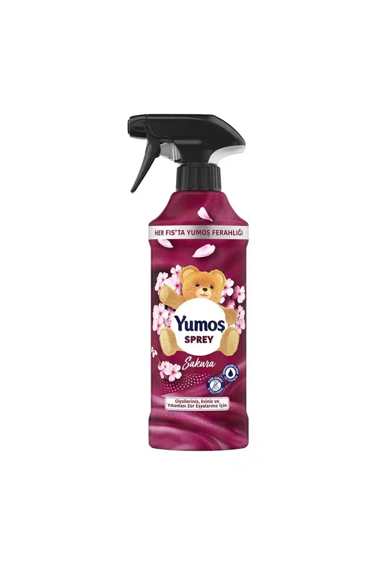 Yumoş Sakura Sprey 450 ml: Su Bazlı, Alkol İçermeyen Ambalajlı Ferahlatıcı Koku