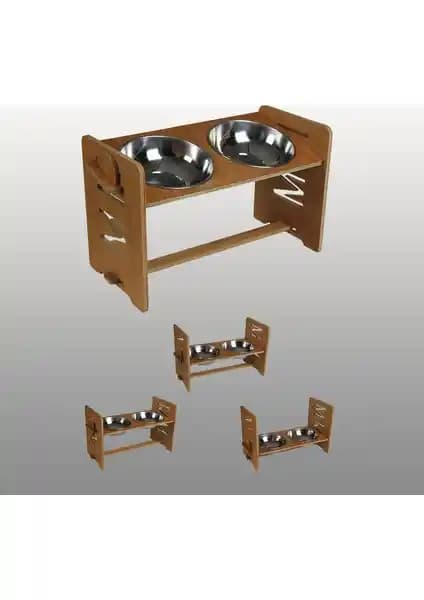 Zoziva M Dizayn Yüksekliği Ayarlanabilir Ahşap Beslenme Köşesi 1200 mL - Büyük Irk Köpek ve Kediler İçin