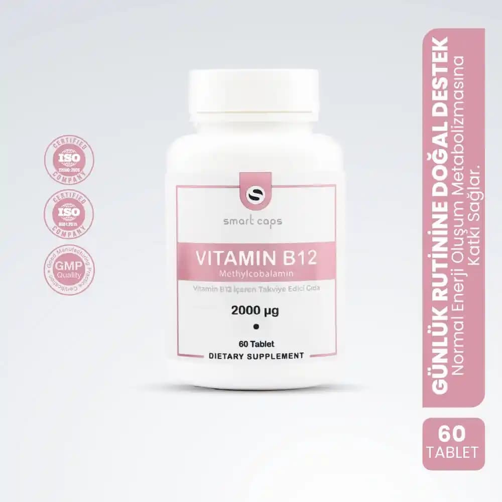 Smart Caps Vitamin B12 60 Tablet Günlük Enerji ve Sinir Sistemi Desteği Sağlayan Takviye