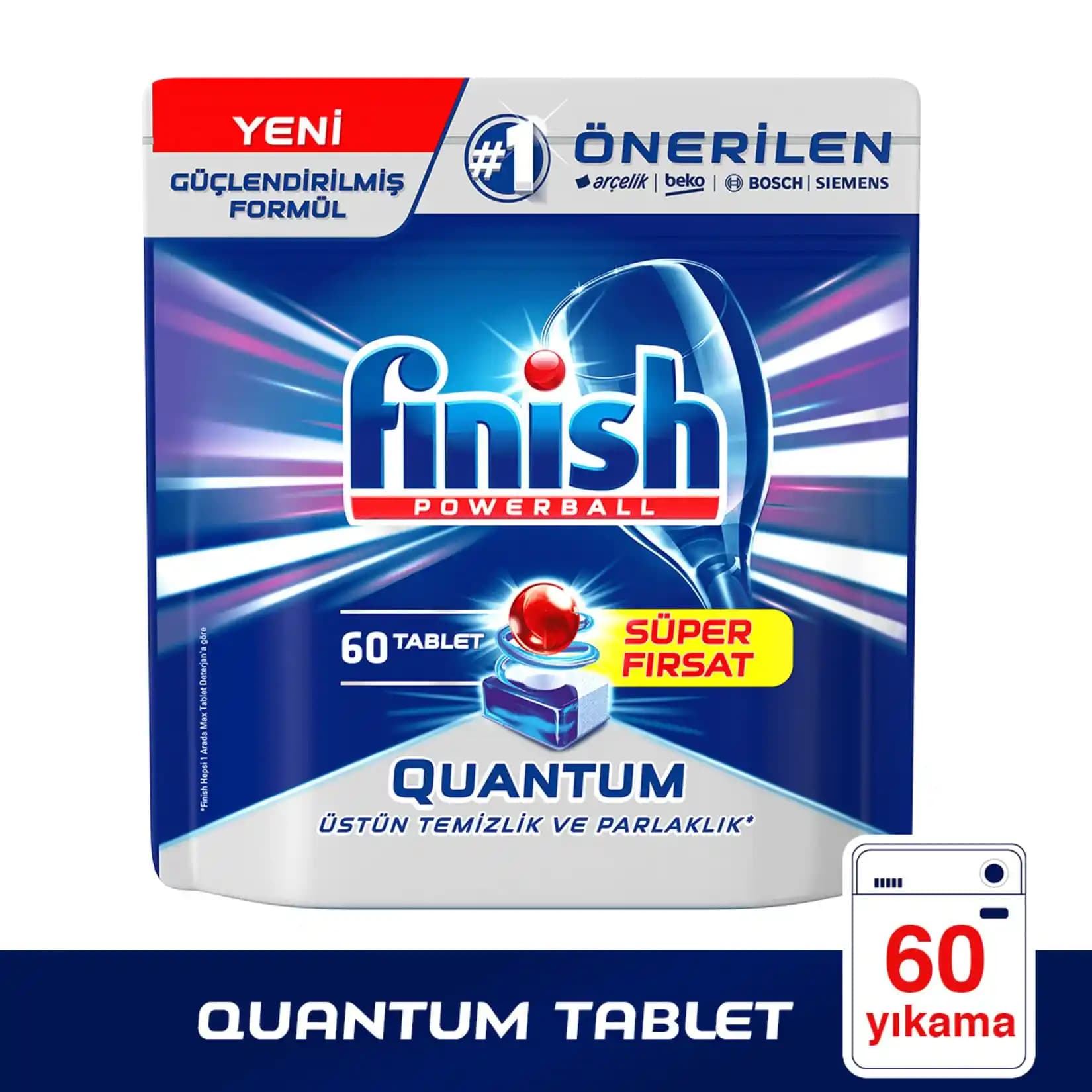 Finish Quantum 60 Tablet: Güçlü Temizlik ve Parlak Bulaşıklar İçin Modern Çözüm