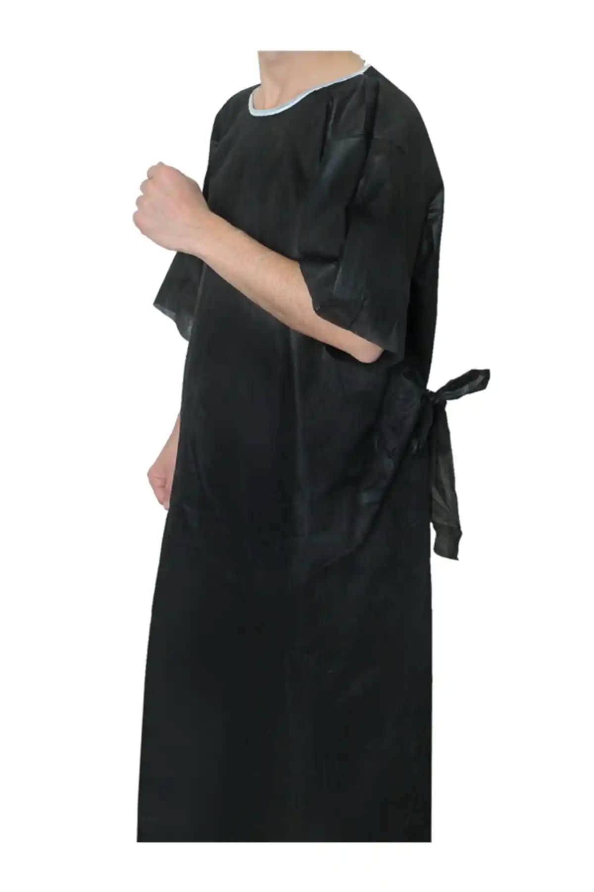 Genel Markalar Kısa Kollu Siyah Hasta Önlüğü Pratik ve Hijyenik Kullanım İçin Uygun