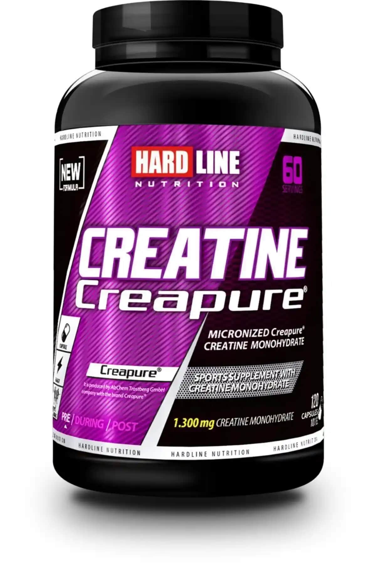 Hardline Creatine Creapure 120 Kapsül Spor Performansını Artıran Yüksek Kalite Kreatin Takviyesi