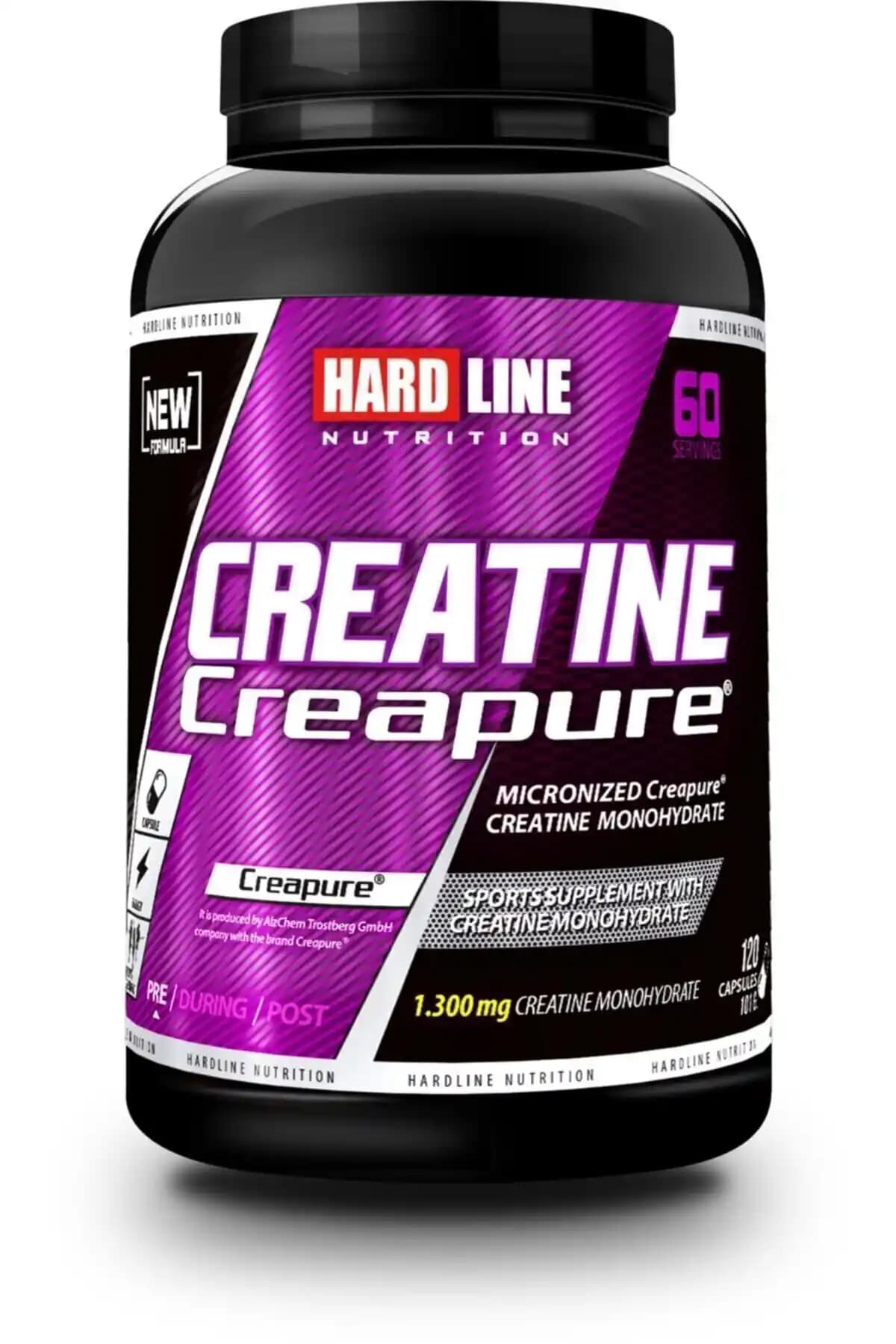 Hardline Creatine Creapure 120 Kapsül Spor Performansını Artıran Yüksek Kalite Kreatin Takviyesi