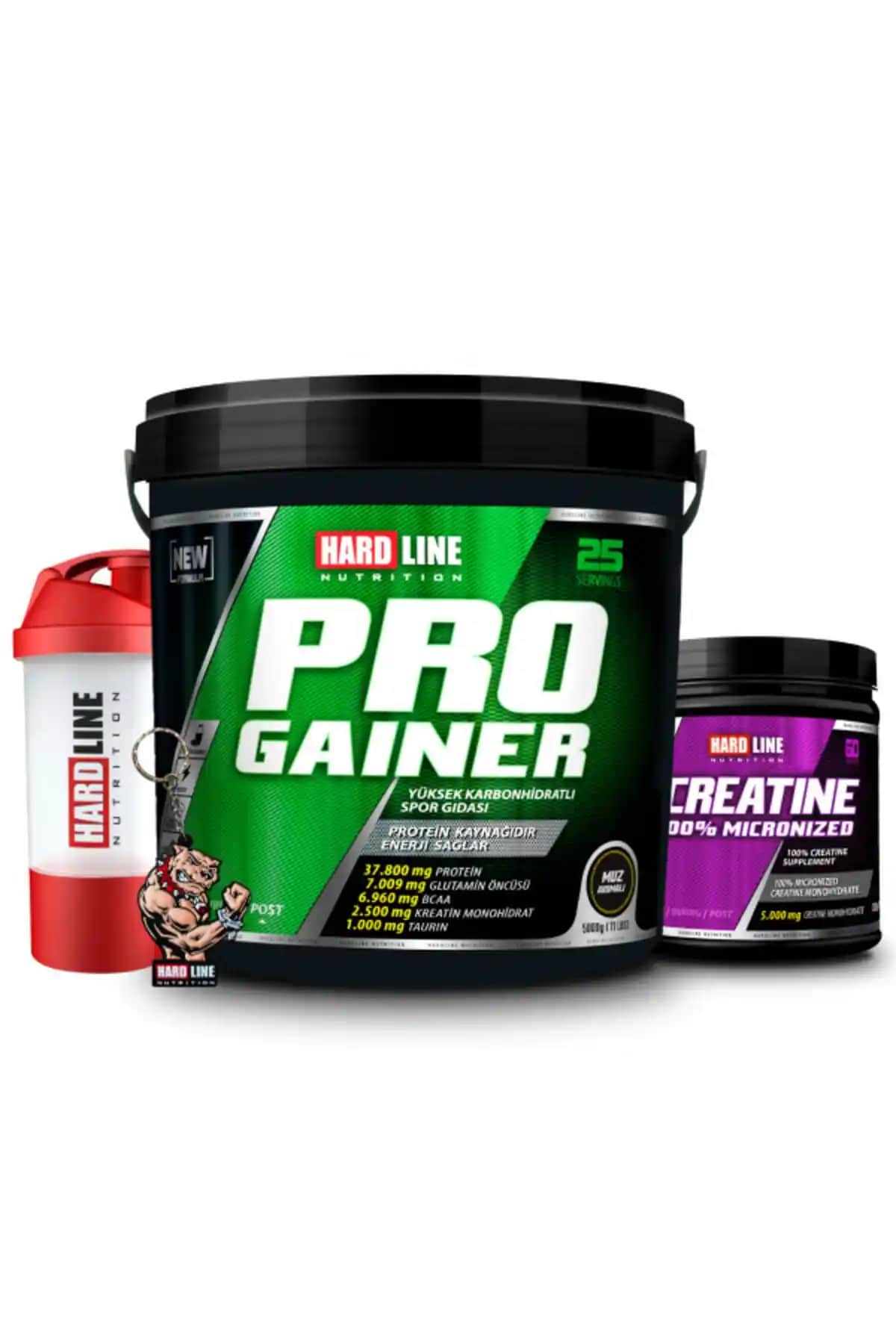 Hardline Progainer Muz 5000 g ve Mikronize Kreatin 300 g Seti Performans Artışını Destekler
