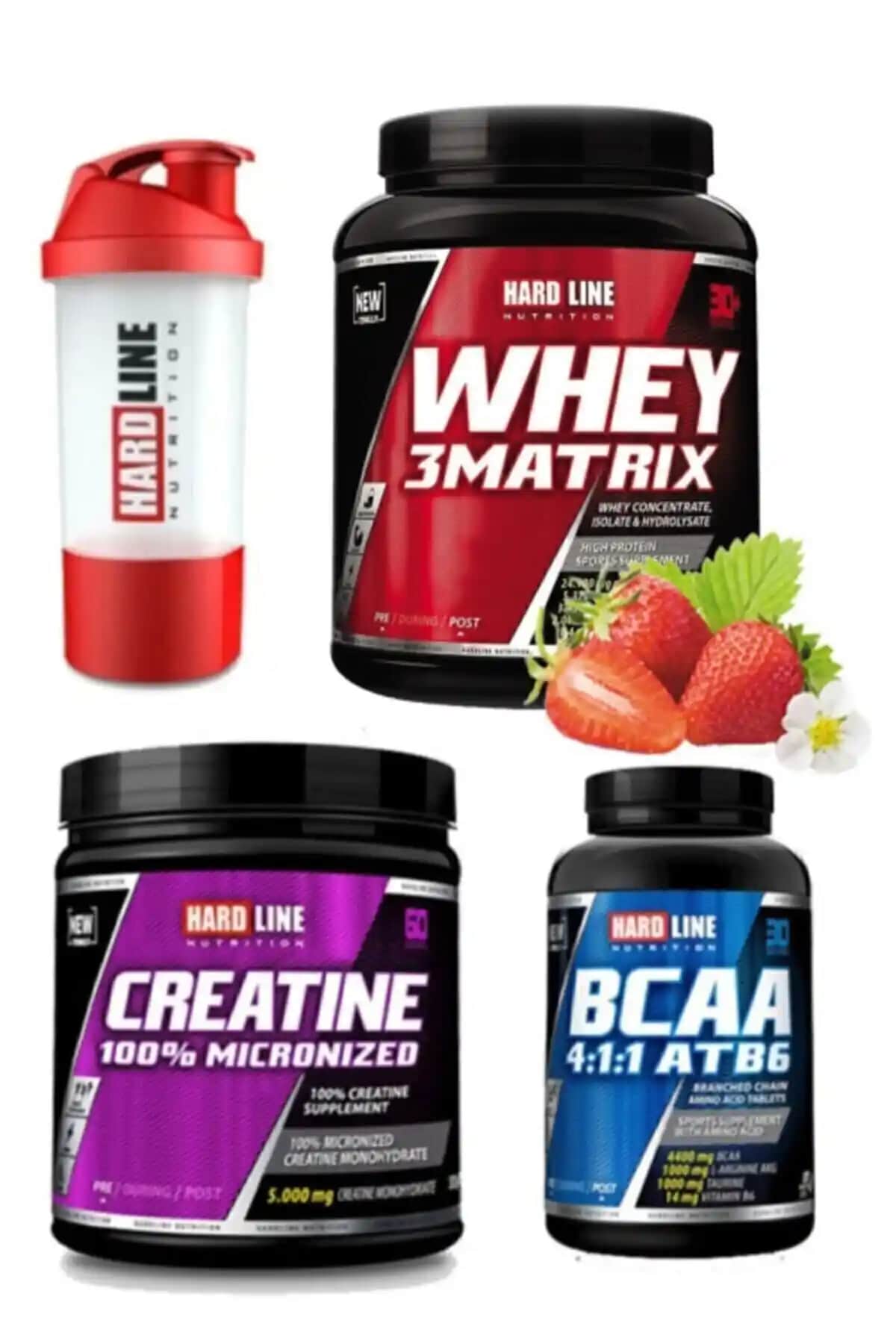 Hardline Whey 3matrix Çilek BCAA ve Kreatin Takviye Ürünü Detayları