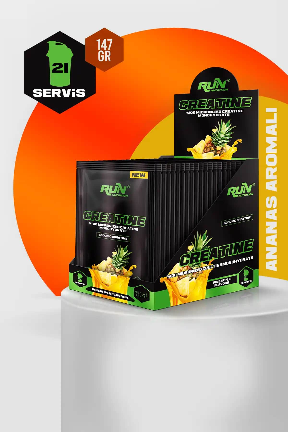 Run Nutrition Creatine Ananas Aromalı Performans Artırıcı Spor Takviyesi 90 Karakter