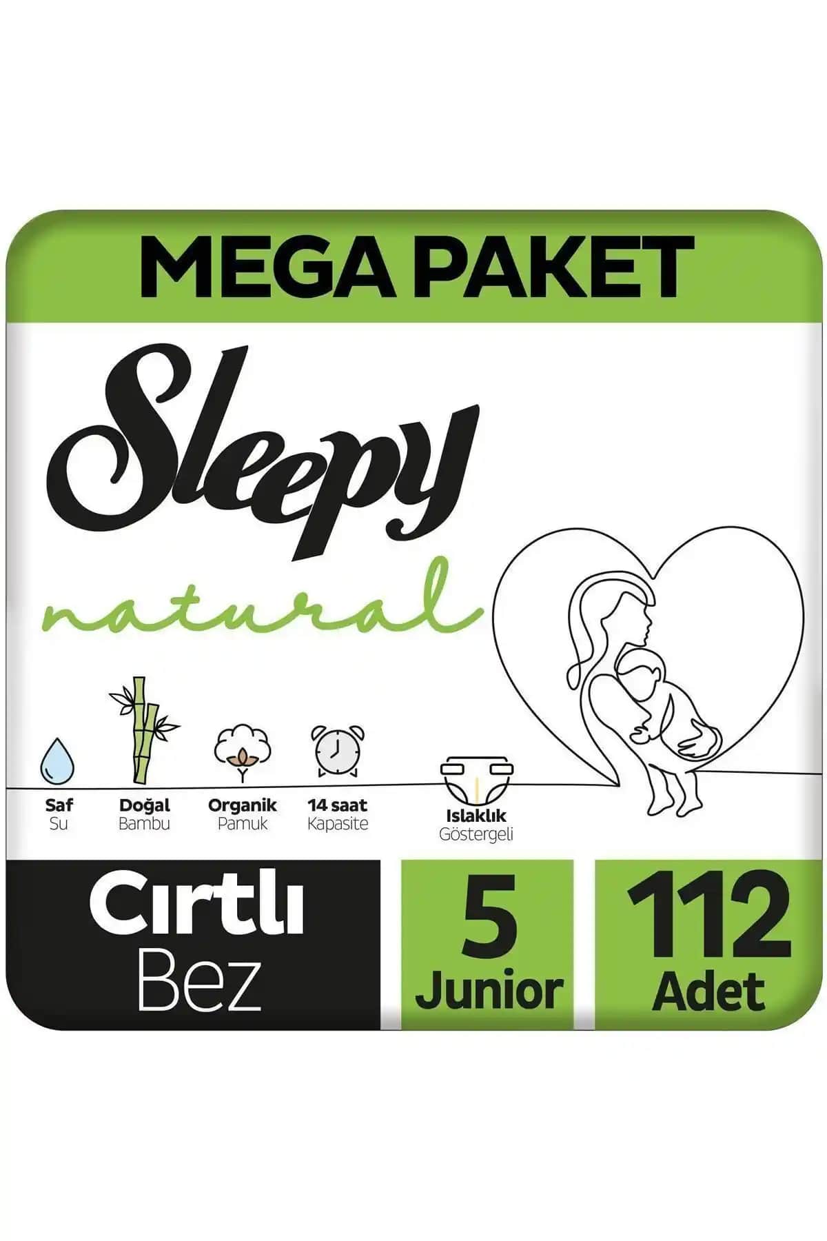 Sleepy Natural Mega Paket Bebek Bezi 5 Numara Junior 112 Adet Güvenli ve Konforlu Kullanım