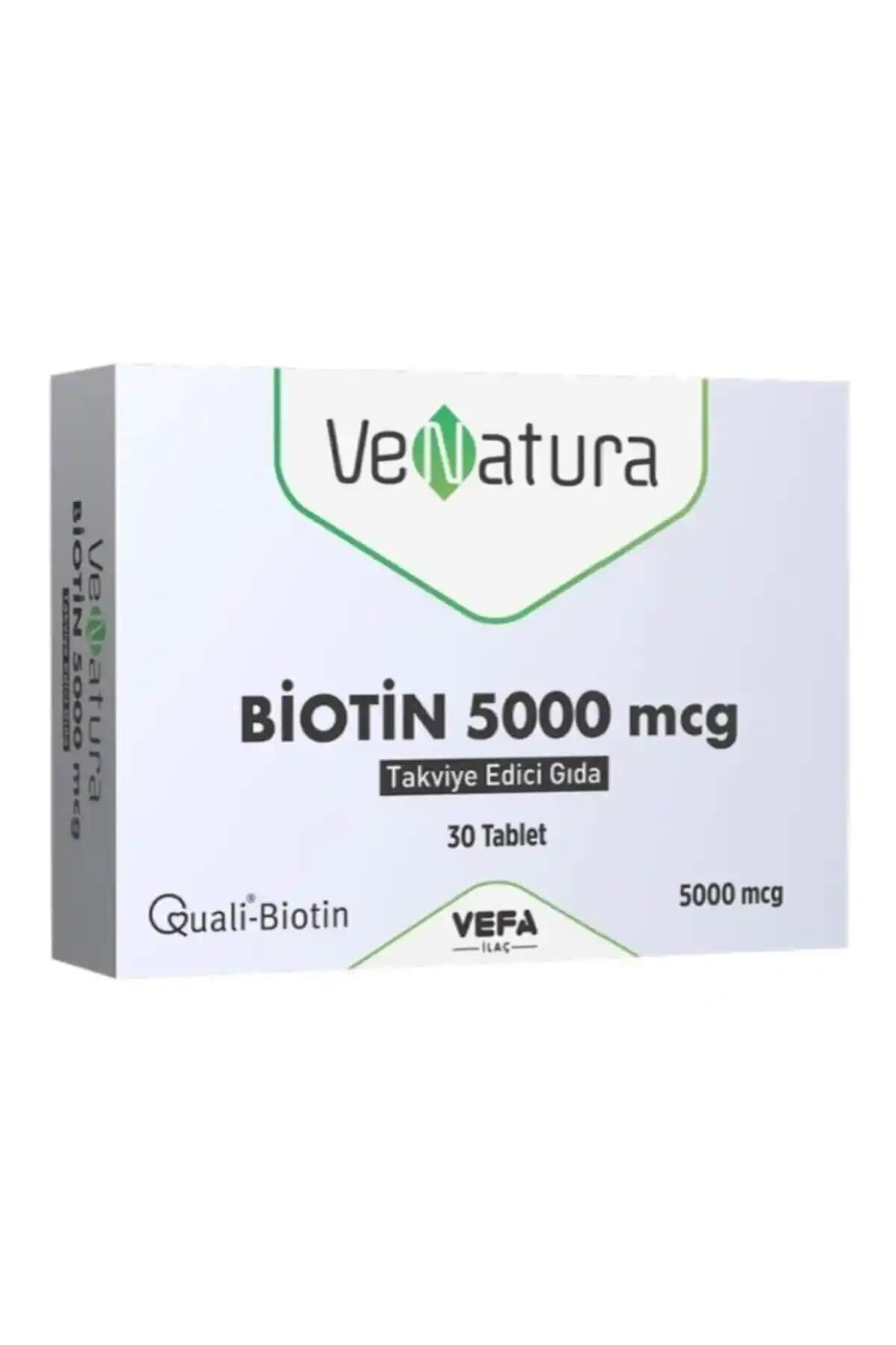 Venatura Biotin 5000mcg 30 Tablet Saç, Cilt ve Tırnak Sağlığını Destekleyen Takviye