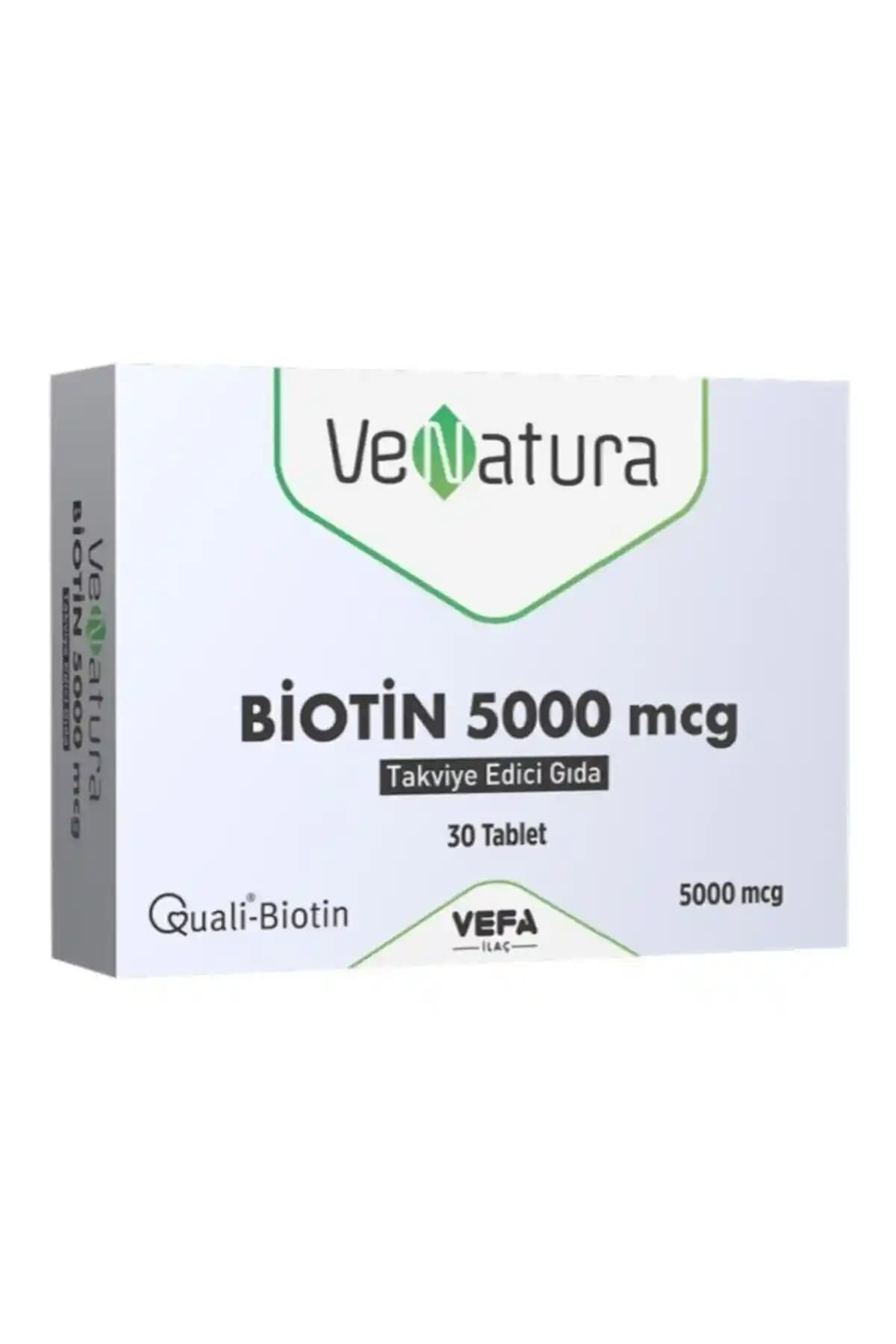 Venatura Biotin 5000mcg 30 Tablet Saç, Cilt ve Tırnak Sağlığını Destekleyen Takviye