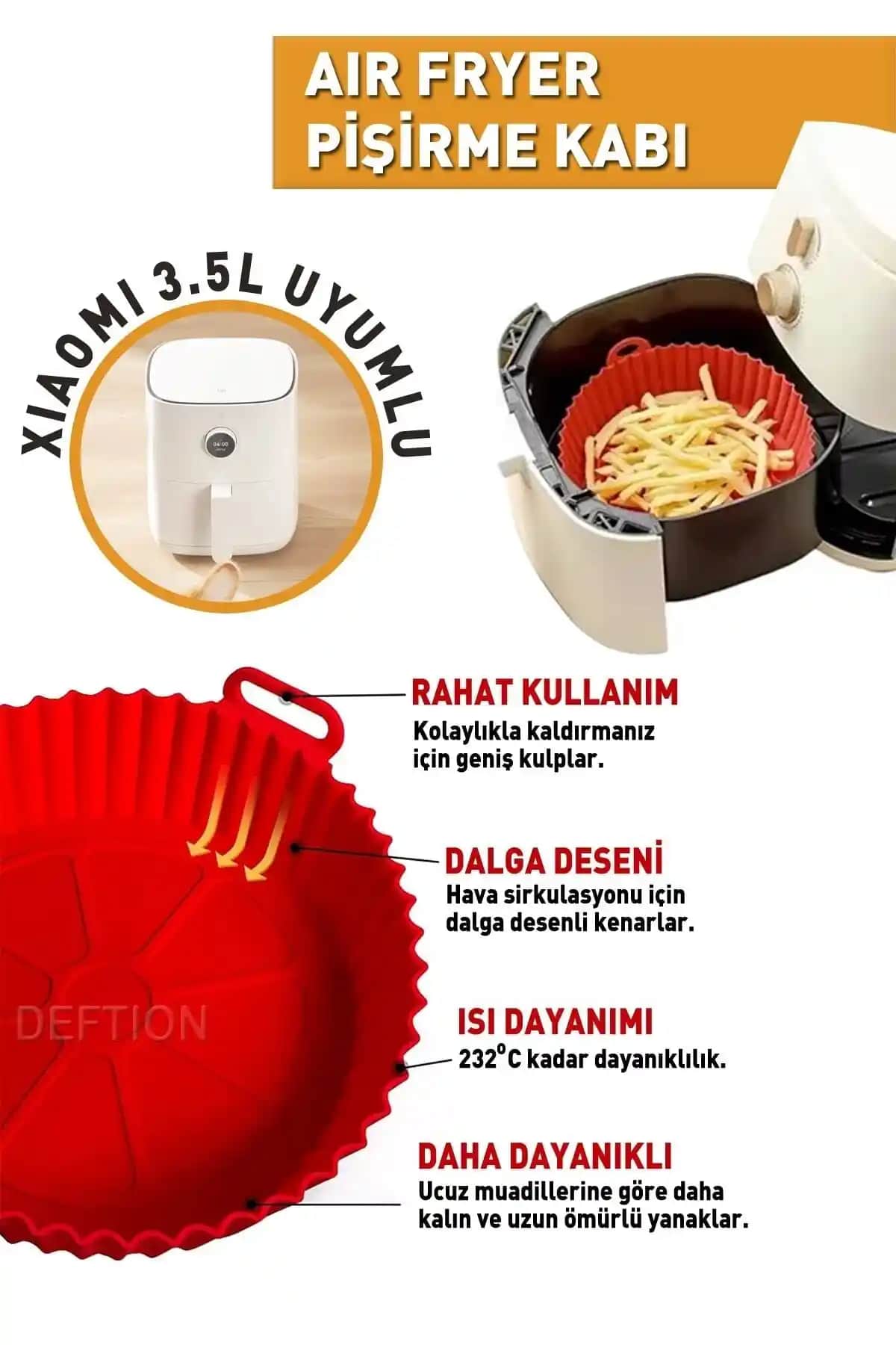 Xiaomi Mi Smart 3.5L Uyumlu Silikon Airfryer Pişirme Kabı Sağlıklı ve Pratik Kullanım