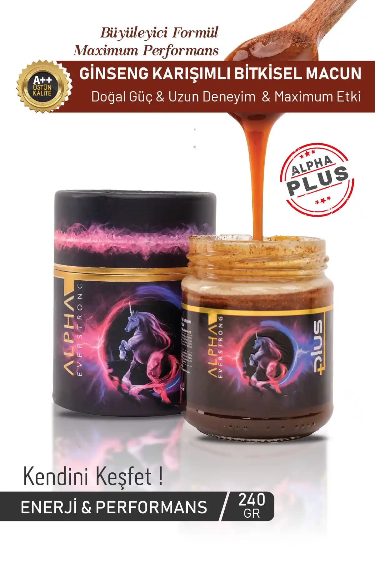 ALPHA EVERSTRONG Panax Ginseng Macun Plus – Çikolata Aromalı Bitkisel Enerji Desteği 240 g