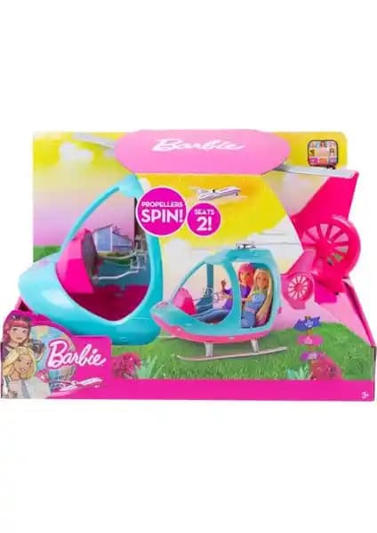 Barbie Frozen Temalı İki Kişilik Pembe, Mavi ve Gümüş Renkli Helikopter Oyuncağı