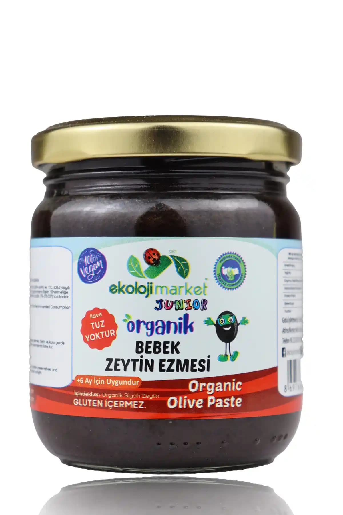 Ekoloji Market Junior Organik Bebek Zeytin Ezmesi – Glutensiz, İlave Tuz İçermez, 210 g