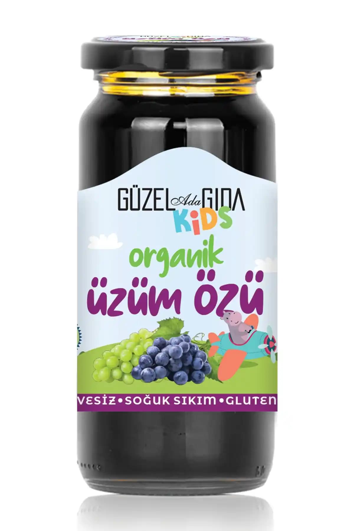 Güzel Ada Gıda Kids Organik Üzüm Özü 290 gr Soğuk Sıkım Şekersiz Doğal Tatlandırıcı