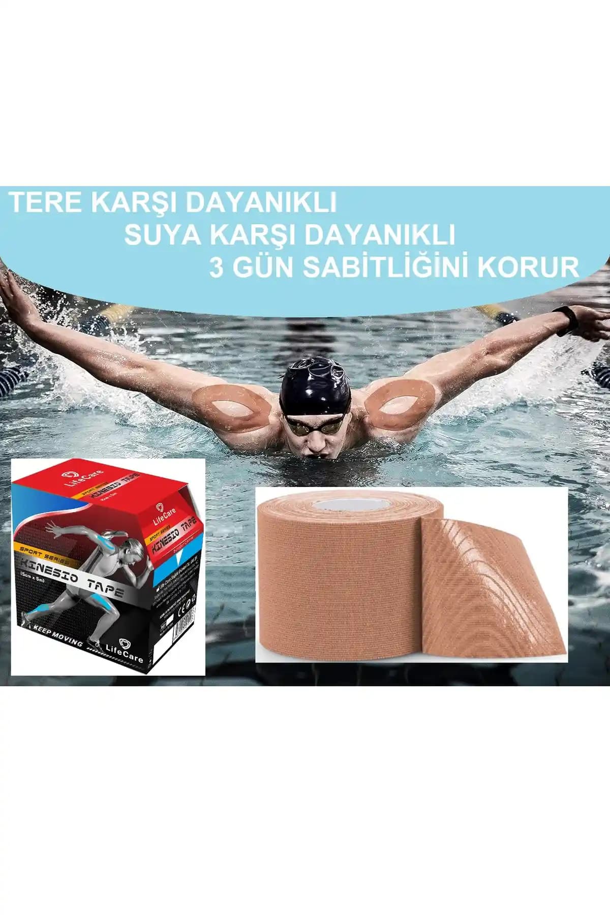Life Care Kinesio Tape Ten Bej Rengi 5cm x 5m Ağrı Bandı Kas ve Eklem Desteği