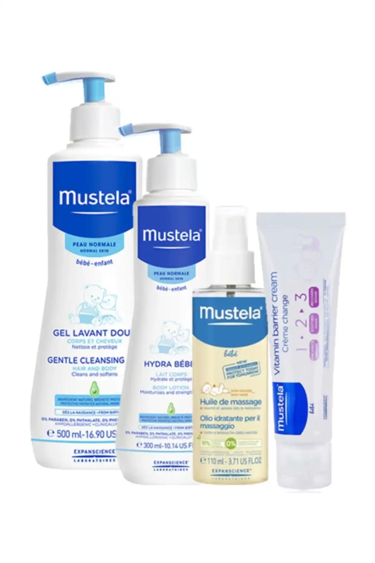 Mustela Yeni Doğan Günlük Bakım Seti — 4 Parça, Fransa Menşeli Bebek Bakım Ürünleri