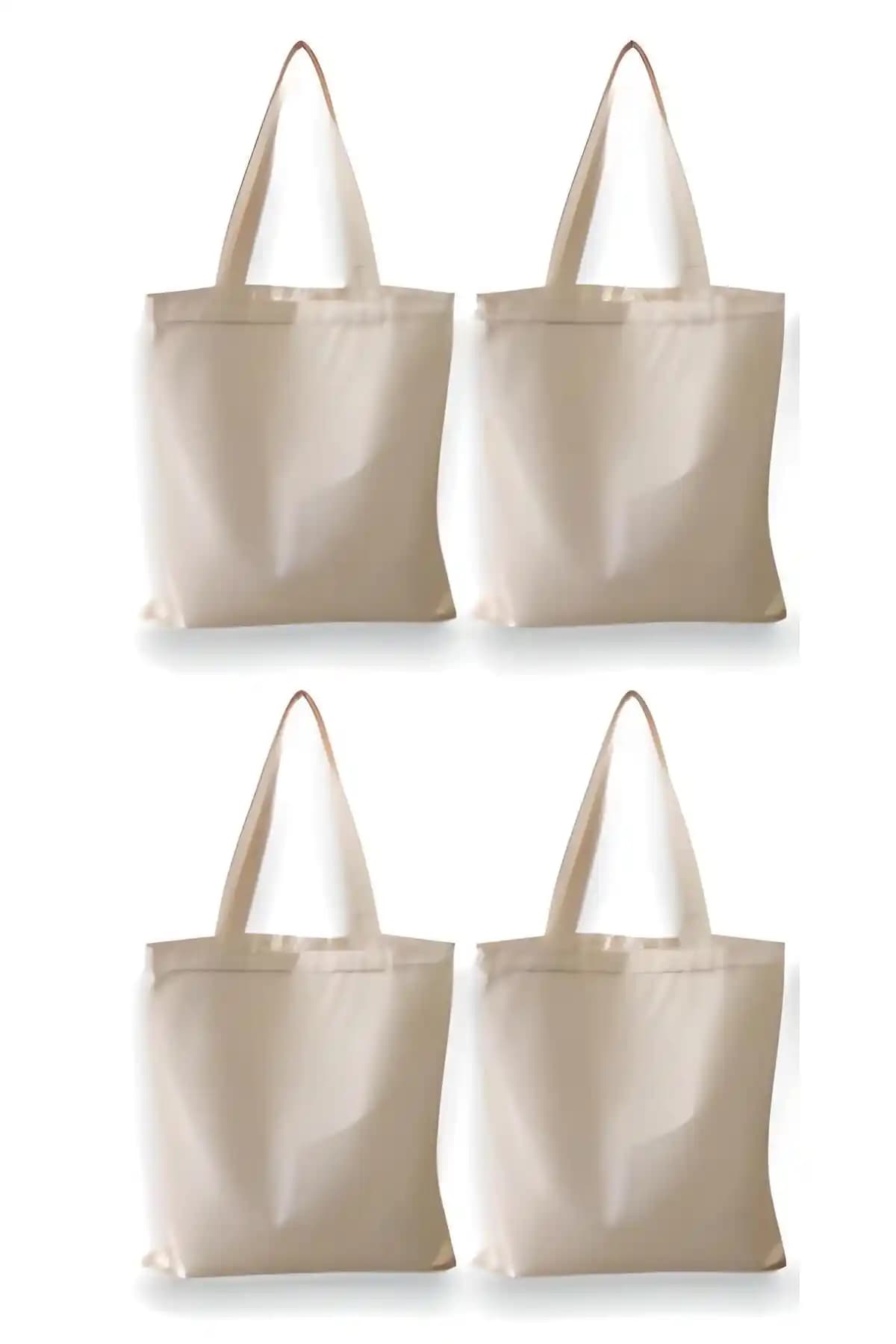MUTURA Baskısız 240 g/m2 Ham Bez Çanta Seti – 4 Adet, Dayanıklı ve Çok Yönlü