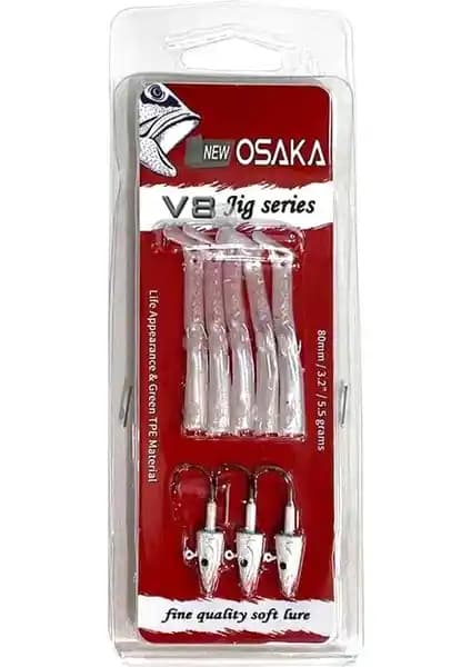 Osaka V8 Jig Serisi Silikon Yemi İnci Gümüş Renkli Modüler Tasarım ve UV ile Görünürlük