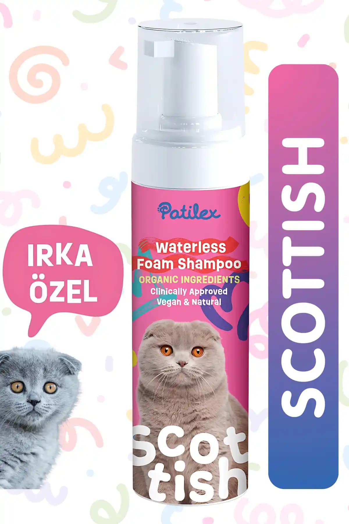 Patilex Scottish Fold Kedilere Özel Kuru Şampuanı: Doğal Tüy ve Cilt Bakımı