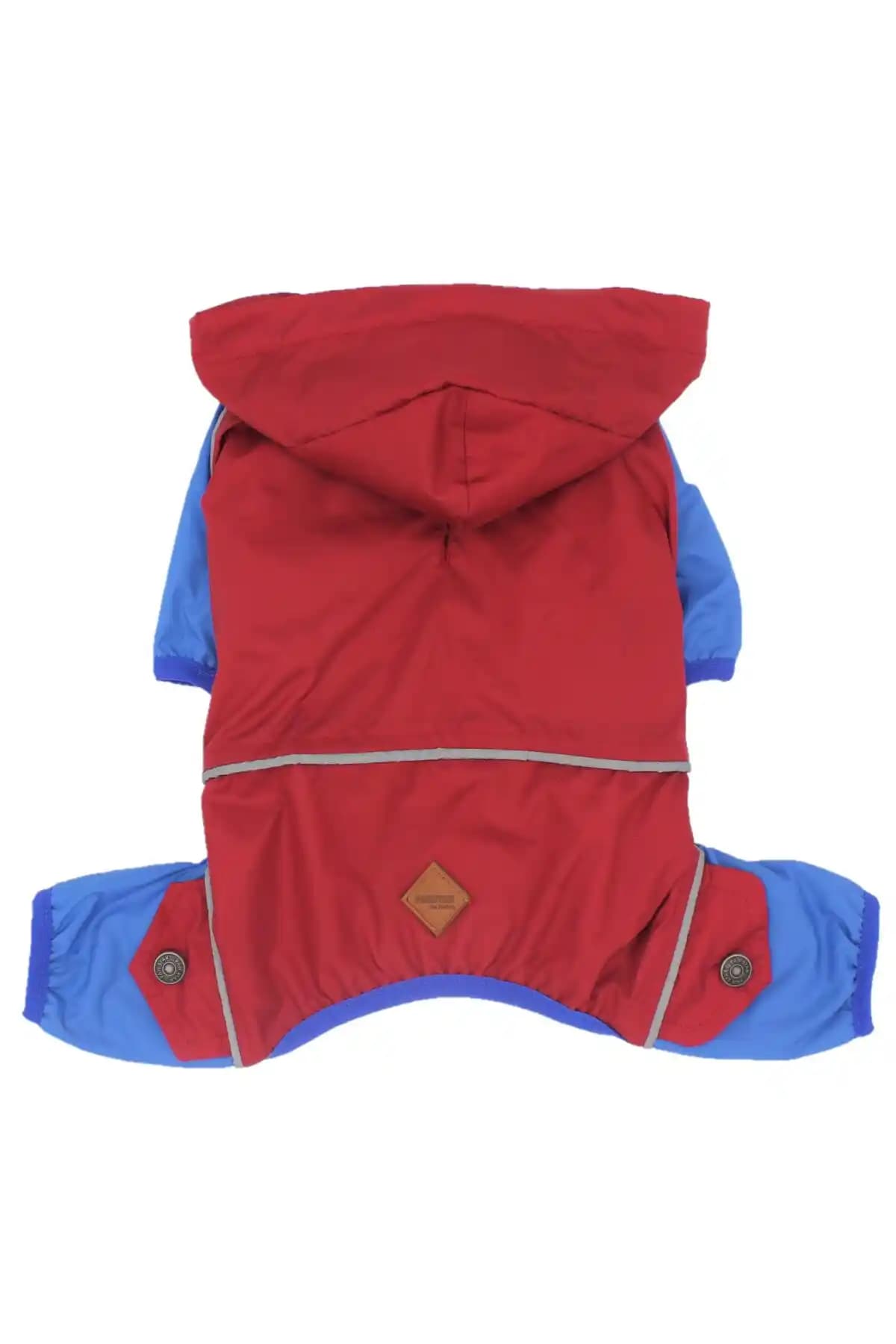 Pawstar Kırmızı-Mavi Kargo Kapaklı Köpek Tulum Yağmurluğu Küçük Irklar İçin