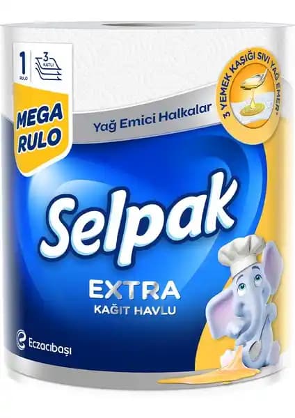 Selpak Extra Yağ Emici Mega Rulo Kağıt Havlu: Üç Katlı Yapı ile Yüksek Emicilik