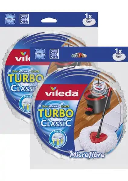 Vileda Turbo Easy Wring & Clean Mop Yedeği 2'li Set - Dayanıklı Mikrofiber Temizlik Başlığı