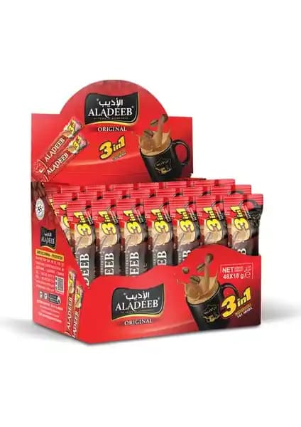 Aladeeb 3'ü 1 Arada Öğütülmüş Kahve 48'li Paketle Hızlı ve Pratik Kahve Deneyimi