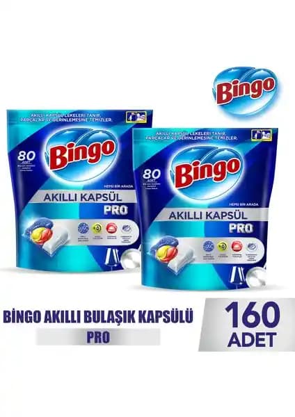 Bingo Akıllı Kapsül Pro Deterjanı: Güçlü Temizlik ve Parlaklık Sunan Bulaşık Makinesi Deterjanı