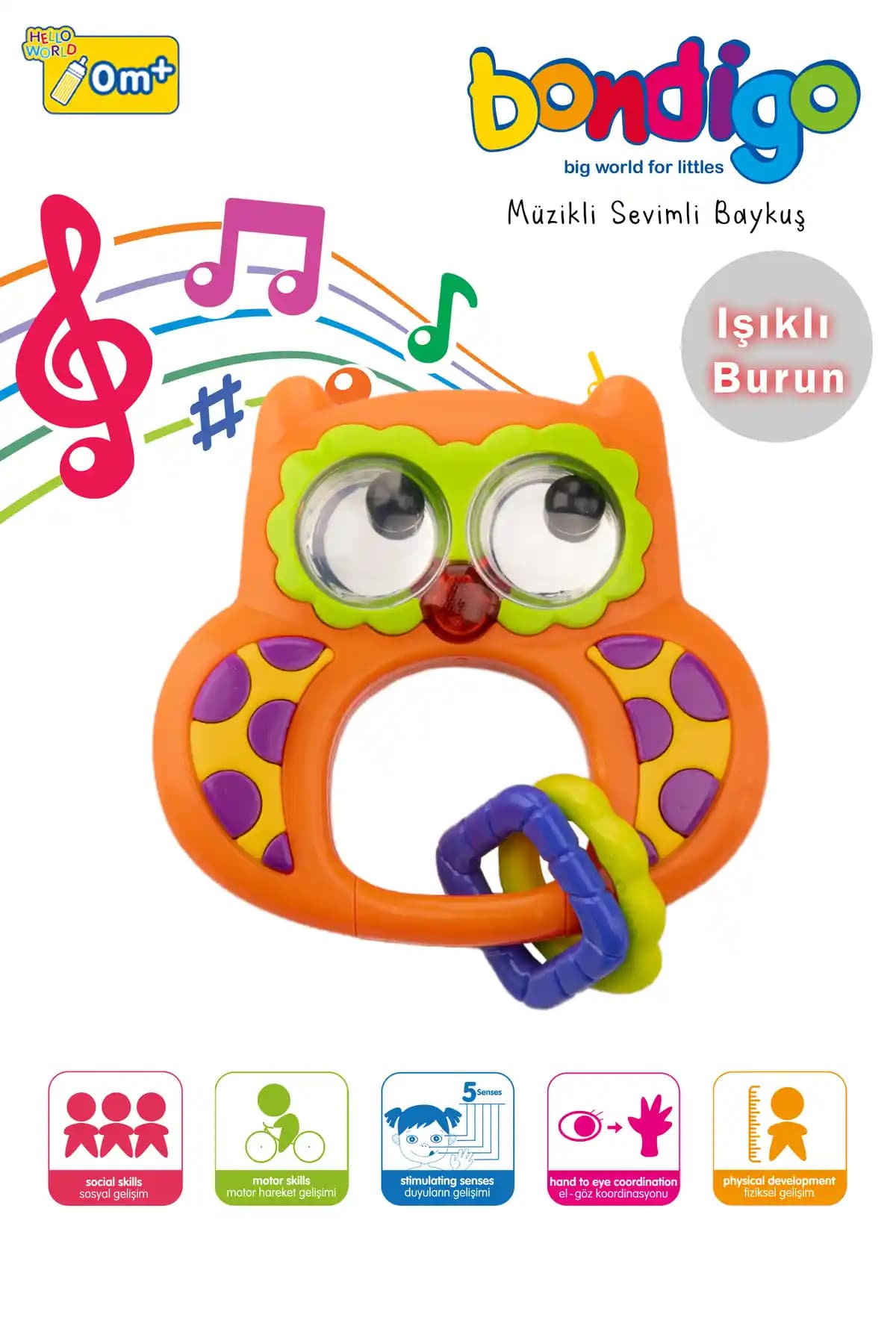 Bondigo Müzikli Sevimli Baykuş: Bebekler İçin Güvenli ve Eğlenceli Oyuncak
