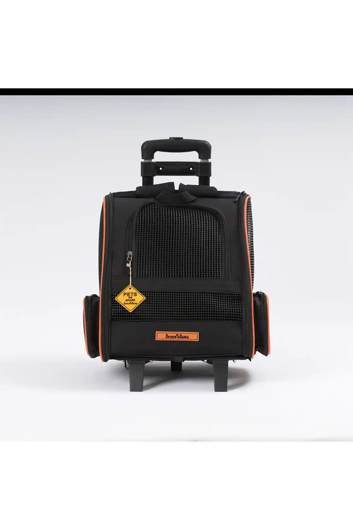 BRAVE PAWS Tekerlekli Plastik Fileli Kedi ve Köpek Taşıma Çantası Türkiye Menşeli Pratik ve Dayanıklı